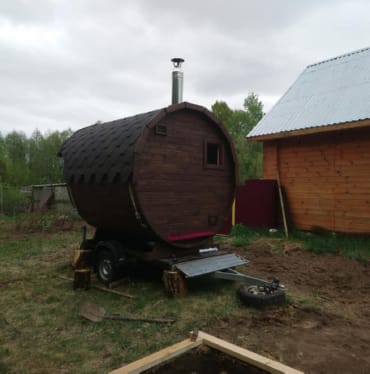 Монтаж бани-бочки №413 от 23.04.2021 в юбилейном